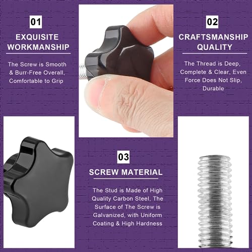 M8 x 20mm Thread Star Knobs, 6 Pieces - size: M8 x 20mm (6 pcs), style: Star Handle