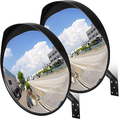 Maitys 2 Pcs Convex Mirror Acrylic Safety Security Corner Mirror Adjustable Wide View with Bracket for Garage Blind Warehouse(24 Inch)