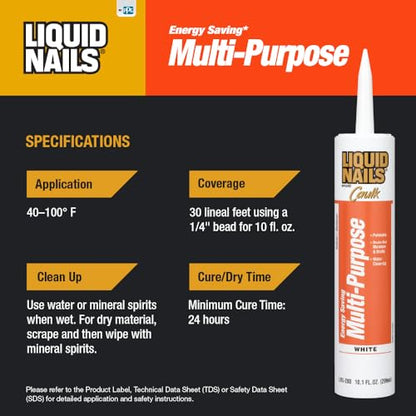 Liquid Nails Multi-Purpose Construction Caulk & Sealant - size: 10 fl oz