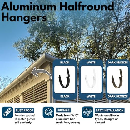 Halfround Gutter Hanger - Aluminum - Powder Coated to Match Gutter Coil Color - 8" Gutter - Works on Straight and Slanted Fascia (8" Halfround) (Wicker, 8 inch) - color: Wicker