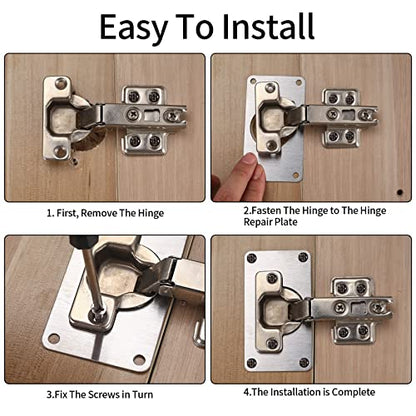 8 Pcs Cabinet Hinges Repair Plates, Cabinet Doors Hinge Repair Kit