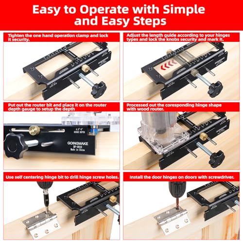 GOINGMAKE Door Hinge Jig, All Metal Door Hinge Template Kit