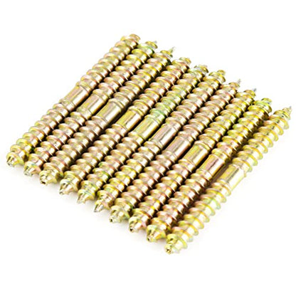 Double Ended Self-Tapping Dowel Screws, 10 Pack 60mm Zinc Plated Wood Screws for Furniture, Woodworking Joint Connector Bolts