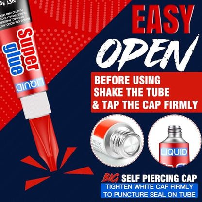 ALECPEA Super Glue, 12 X 3g, Liquid Instant Glue for Metal and Ceramic - color: Liquid