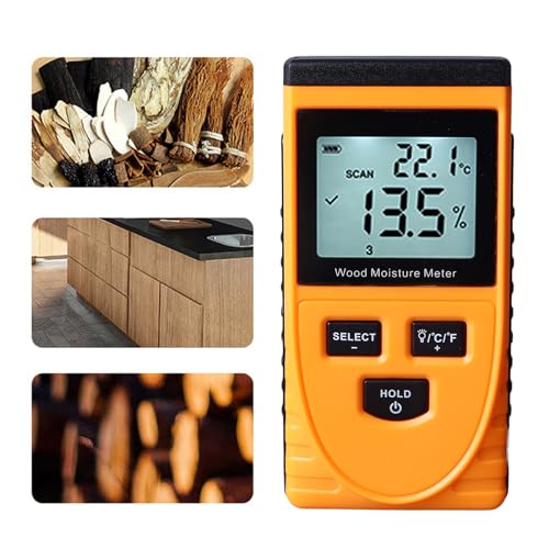 WT630 Pinless Wood Meter, Induction Type Non Destructive Digital Detector, 8 Levels Adjustment Multifunction, Measurement Range 0.5% 79.5%, Ideal