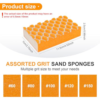 10 Pack Sanding Sponges, 60-150 Grit Wet Dry Sanding Blocks
