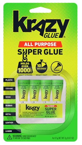 Krazy Glue All Purpose Super Glue Gel with Precision Tip (0.5g x 4 Tubes)