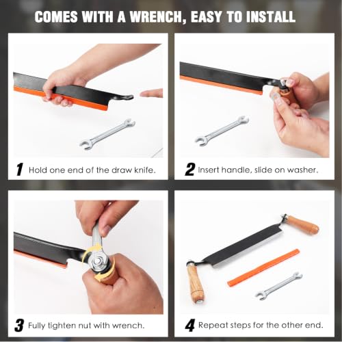 10" Straight Draw Knife for Debarking, Bark Removal, Wood Peeling - size: 10" Straight