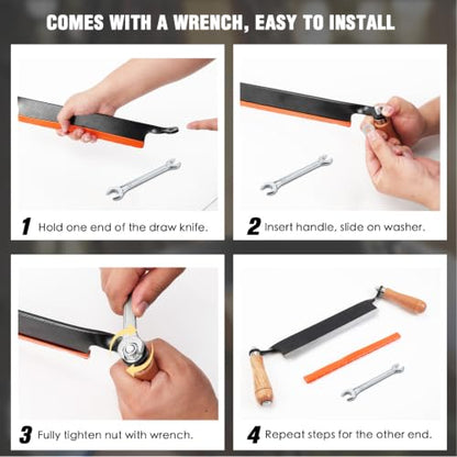 10" Straight Draw Knife for Debarking, Bark Removal, Wood Peeling - size: 10" Straight