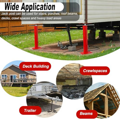 16"-21" Adjustable House Jack | 5-Ton Heavy Duty Floor Basement Jacks - color: Red, size: 16"-21"(3 Pack)