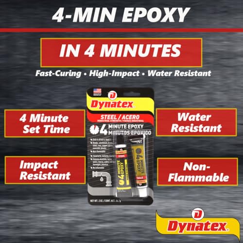 Dynatex 144356x2 4 Minute Steel Epoxy Adhesive 2 oz (2 Pack)