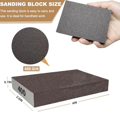Tonmp 6 Pack 400 Grit Fine Sanding Sponge, Washable and Reusable Sanding Blocks Great for Pot Pan Brush Sponge Brush Glasses Sanding Wood Sanding Metal Sanding (400 Grit) - style: 400 Grit