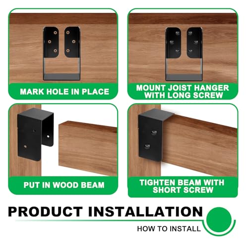 2 Pack 4X6 Concealed Joist Hanger Bracket for Wood Black - size: 4x6