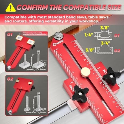 Saker Thin Rip Jig Table Saw Jig Guide, Making Repetitive Narrow Strip Cuts, Fit for 3/4" x 3/8" Slots, for Table Saw Band Saw Router Table(2PCS) - style: Red 2 Pack