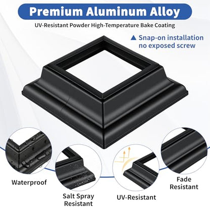 4-Pack 4x4 Post Skirt Aluminum Split Deck Post Base Cover (Black) - color: W/P Gasket Black UK