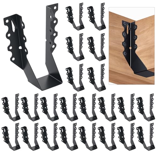 WellMade 2x6 Joist Hanger, Heavy Duty Carbon Steel Black Finish, 24 Pack Wood Connector for Deck Framing, Floor Joists & Structural Support