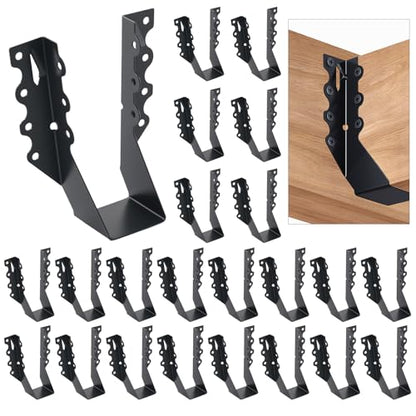 WellMade 2x6 Joist Hanger, Heavy Duty Carbon Steel Black Finish, 24 Pack Wood Connector for Deck Framing, Floor Joists & Structural Support