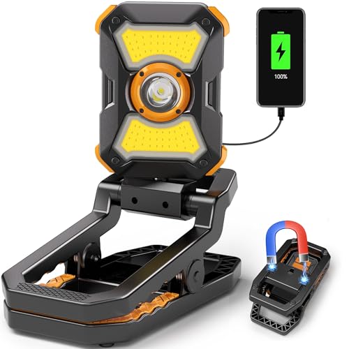 Adelante W3 Rechargeable Clamp Work Light, 2100LM, 360° Rotating Head