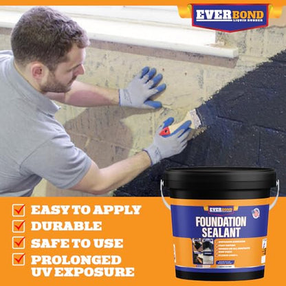 Foundation Sealant - Long Lasting Protection for Cracks, Leaks, Seams, and Gaps - Easy Application for Concrete, Basements, Masonry, Garages - 100% Waterproof Sealer, Black 1 Gallon