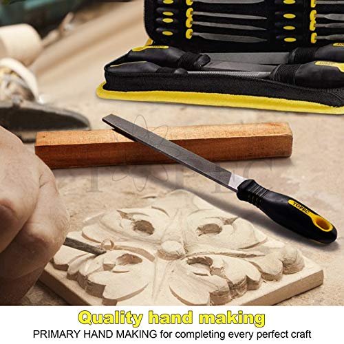 Topec 26 PCS Metal File Set, Grade T12 Forged Alloy Steel, Flat/Triangle/Half-round/Round File Set for Metal Work, Ideal Wood Rasps for Woodworking