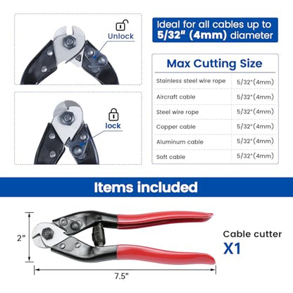 Muzata Upgraded Cable Cutter for Cable Railing and Other DIY Projects CT15