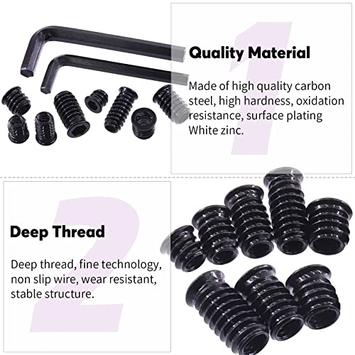 Swpeet 122Pcs 1/4" + 5/16" Black Zinc Plated Carbon Steel Carbon Furniture Screw in Nut Threaded Wood Inserts Threaded Inserts Bolt Fastener Connector Hex Socket (1/4" + 5/16" Assortment Kit)