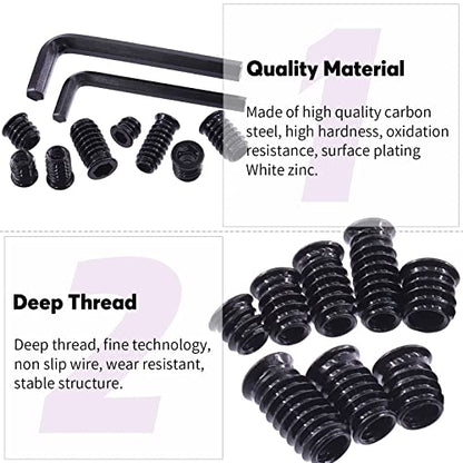 Swpeet 122Pcs 1/4" + 5/16" Black Zinc Plated Carbon Steel Carbon Furniture Screw in Nut Threaded Wood Inserts Threaded Inserts Bolt Fastener Connector Hex Socket (1/4" + 5/16" Assortment Kit)