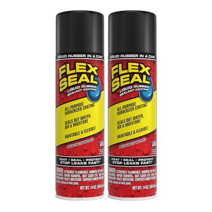 Flex Seal Spray Rubber Sealant Coating, Waterproof, Black, 14 oz, 2-Pack - color: Black, size: 14 oz (Pack of 2)