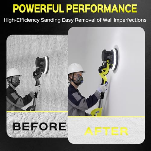 Drywall Sander, 2026 New 8-Amp Drywall Sander with Vacuum Dust Collector - color: Light Yellow