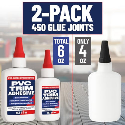 PVC Trim Glue & Adhesive - Dries White, Bonds Fast, Weather & UV Resistant
