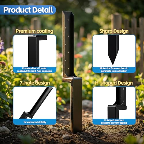Fence Post Repair Kit, 33.6" Height Upgraded 2.5" Width Heavy Duty Fence Post Repair Stakes, Thickened Anchor Ground Spike for Repairing Tilted/Broken Wood Posts (2)