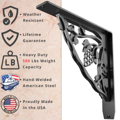 Starby Madeira Heavy Duty Steel Fireplace Mantel Brackets, Floating Shelf, Countertop Support - Hand Welded (2 Pack) (12 x 12 x 2) - color: Madeira, size: 12" x 12" x 2"