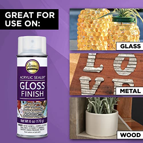 Aleene's Clear Acrylic Sealer Spray, Protective Gloss Finish, 6 oz 3-Pack