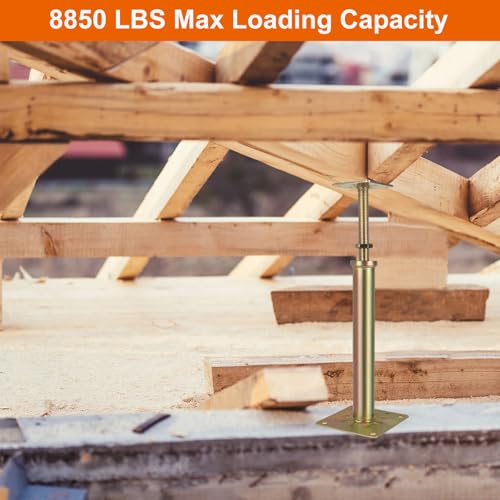 4 Pcs Adjustable Floor Jack House Floor Jacks Post Pole Galvanized House Jacks for Leveling, 11" - 16" Height Range, Load 6500-8850 Lbs Each, Telescoping Jack for Temporary Support - size: 11-16 inch