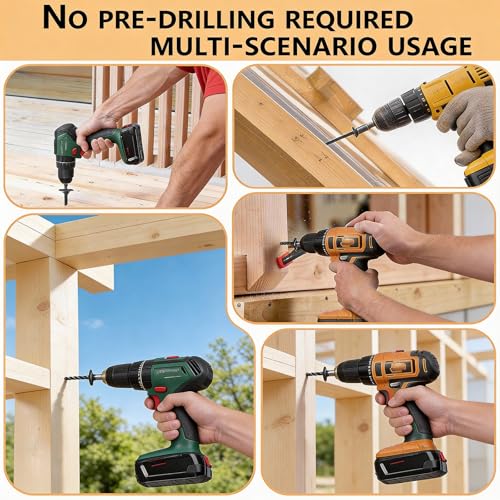 #14×8Inch Heavy Duty Outdoor Structural Screws, Rustproof Deck Screws, Star Driven Epoxy Wood Screws with T30 Drill Bit, No Pre-Drilling Required, for Woodworking Projects, 30Pcs - size: #14×8in