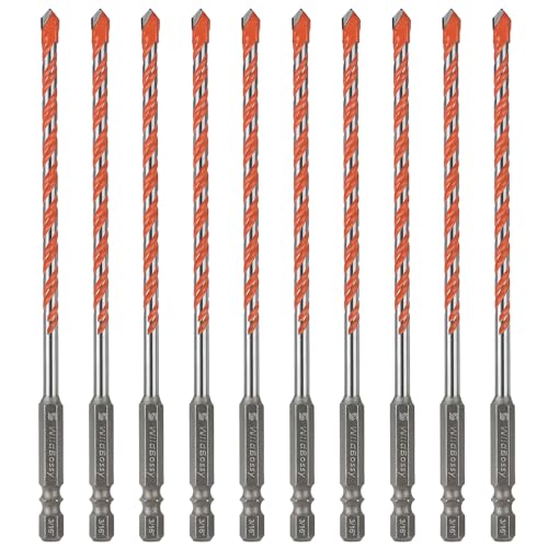 Concrete Drill Bits, 3/16" Hex Shank Masonry Bits, 10PCS - size: 3/16 in
