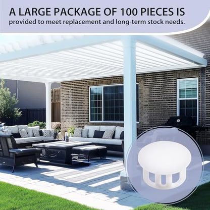 Novabright 100 Pcs 5/8" Plastic Plugs for Patio Cover Fence Deck, White