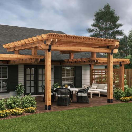 OZCO Ironwood Post Base Kit, 8in x 8in, 1 Kit with Hardware, Black - size: 8x8, style: Ironwood