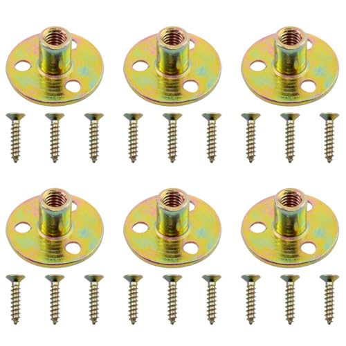 6pcs Gold Tee Nuts with Matching Screws