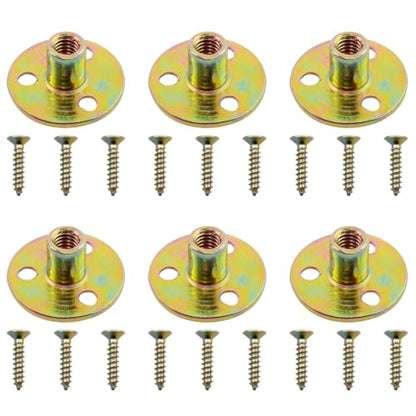 6pcs Gold Tee Nuts with Matching Screws