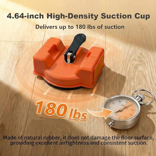 Floor Gap Fixer Kit – Heavy Duty Repair Tool with 180lb Suction Cup, Rubber Mallet & 5 Reusable Pads, Felt-Covered Dual Striking Surface for Laminate, Hardwood & Vinyl Plank Repairs - color: Amber