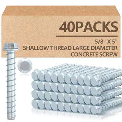 Tandefio 40 Pack 5/8 x 5 Concrete Anchors and Screw Kits Galvanized - size: 5/8" X 5"