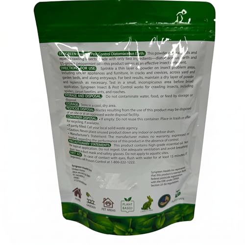 Diatomaceous Earth Food Grade Powder with Peppermint - Crawling Insect Killer for Bed Bugs, Roaches, Ants, Fleas - Indoor & Outdoor Pest Control | Family & Pet Safe | 1 lb