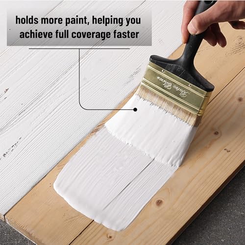 Bates- Deck Stain Brush, 4 Pack, 4 Inch, Soft Tip Wood Stain Brushes for Wood, Brass Plated Steel Ferrule, Ergonomic Handle - size: 4 Inch, 4 Pack