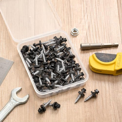 50 Pcs #10x1 Black Metal Roofing Screws for Metal Roofs, Wall Panels - size: #10x1"