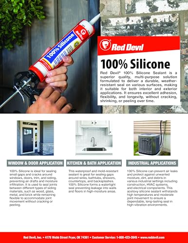 Red Devil 081640 100% Silicone Sealant Architectural Grade, 9.8 oz., Bronze, 12 Pack - color: Bronze, size: 9.8 oz, style: Pack of 12