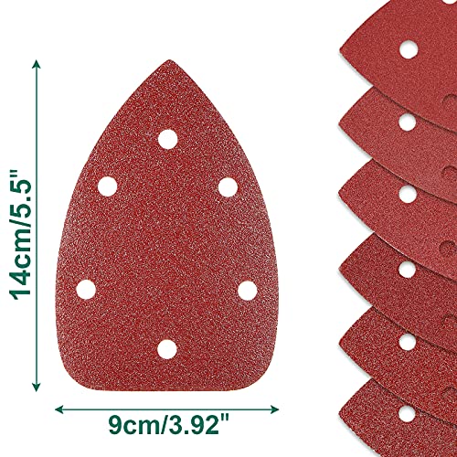 60PCS Triangular Sander Sandpaper, HYCHIKA Detail Sander Sandpaper Assorted 60/80/100/120/180/240 Grits with 6 Holes for Wood Sanding, Fit 3.92inch Qscillating Multi Tool Sander Machine - style: Detail Sander