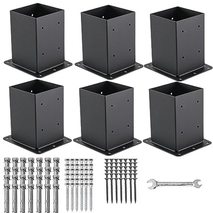 6 Pcs 4x4 Post Base|(Inner Size 3.6"x3.6") Post Anchors| - size: 4"x 4", style: 6 Pcs