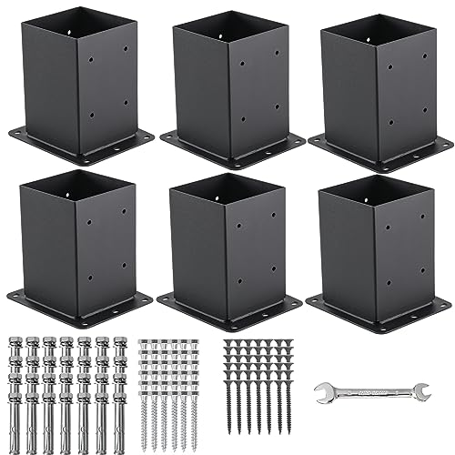 6 Pcs 4x4 Post Base|(Inner Size 3.6"x3.6") Post Anchors| - size: 4"x 4", style: 6 Pcs