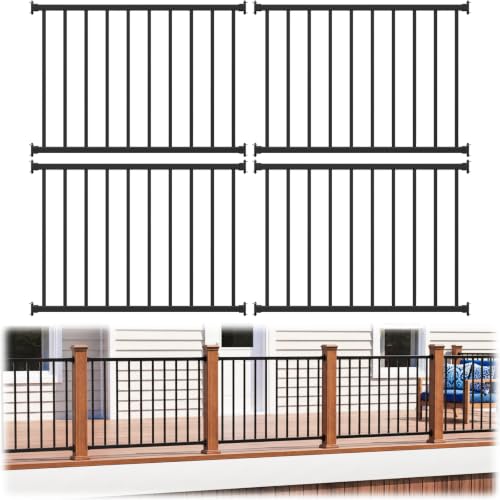 36 in H x 16 ft W Modular Real Aluminum Deck Railing Kit, 4 Panels - color: 4ft Level - 4Pack